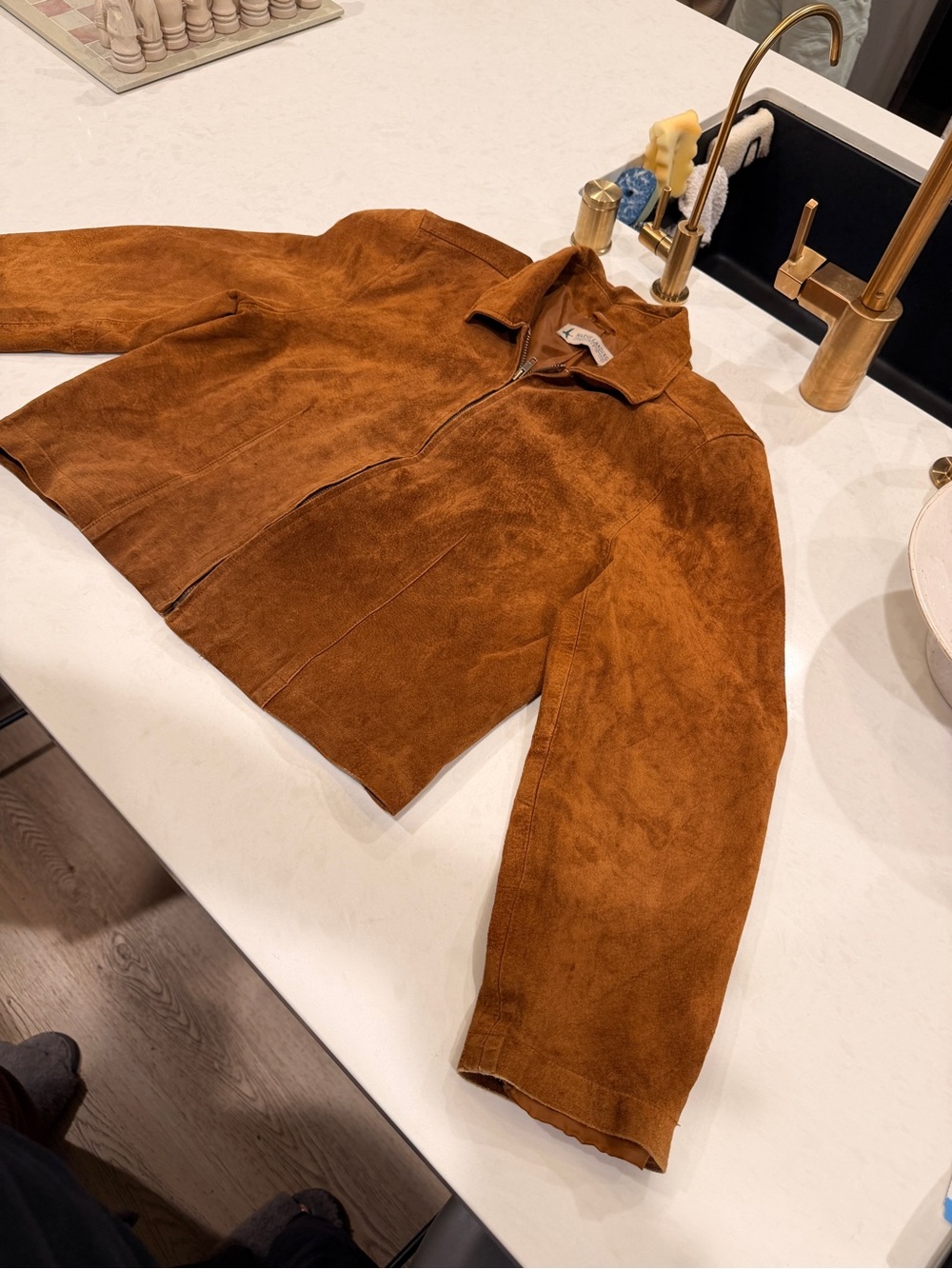 100% Leather Vintage Biker Jacket - Camel Brown